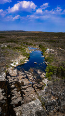 Caminhada Trekking Travessia Natureza Rio Preto Chapada dos Veadeiros Cerrado Paisagem Rios Seca...