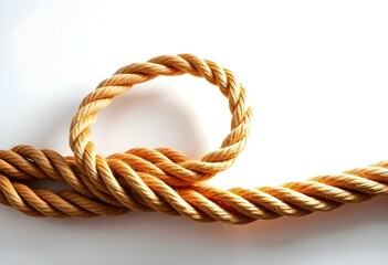 Obraz premium a thick, natural jute rope coiled in an intricate pattern on a stark white background create with ai