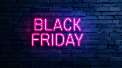 Hot Pink Neon 'BLACK FRIDAY' Sign on a Brick Wall