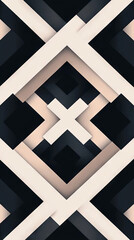 Abstract geometric pattern with black, white, and beige.