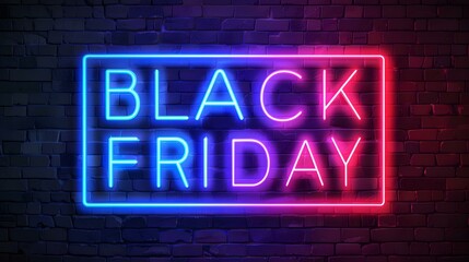 Obraz premium Multicolor Neon 'BLACK FRIDAY' Sign on a Brick Wall