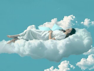 woman sleeping on a cloud