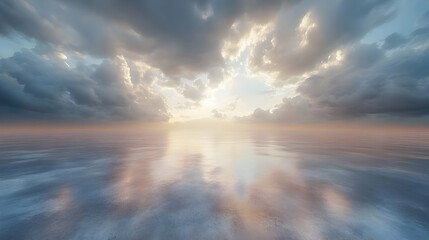 Clouds Reflecting on Calm Water 3D Illustration