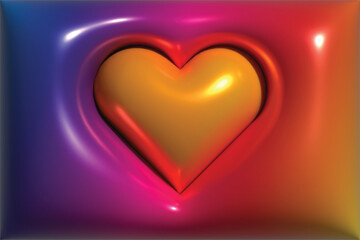 3d background wallpaper new trending illustration of stars clouds and hearts with metallic lustre, bubble effects, y2k