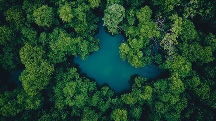 Aerial view of a dense mangrove forest for environmental or travel concepts Generative AI