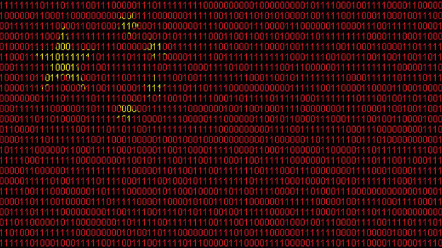 Binary code on flag of China. Program source code or Hacker concept on Chinese flag. China digital technology security, hacking or programming