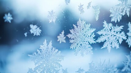 Frost Crystals Forming on a Window Pane, Winter Weather Phenomenon Generative AI