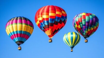 Obraz premium Vibrant Hot Air Balloons Floating in a Clear Sky for Travel and Adventure Generative AI