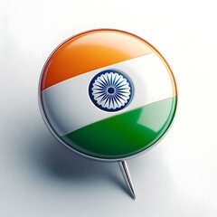 Indian flag pin, Indian flag in a badge, Flag circle symbol, Location tag