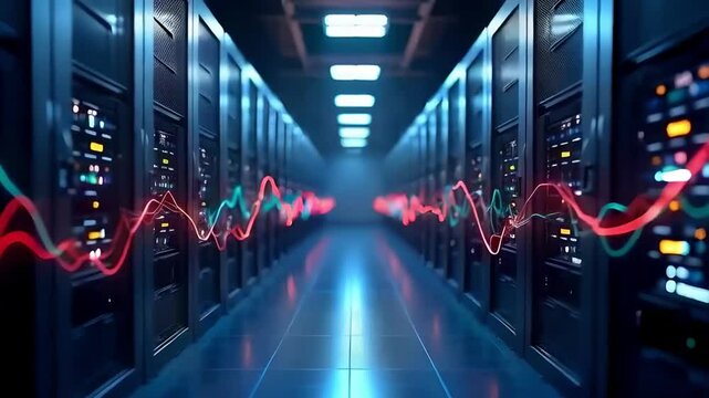 server room, data center, technology, cybersecurity, data flow, digital infrastructure, cloud computing, IT infrastructure, network, artificial intelligence, futuristic design, data visualization