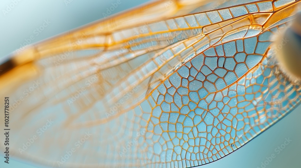 Poster macro shot of a dragonfly's intricate wing structure for nature and wildlife studies generative ai