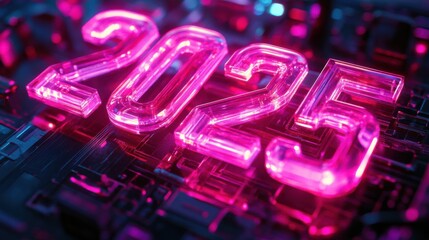 Futuristic Neon Design Featuring 2025: A Glimpse into Tomorrow's Technology Aesthetic