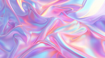 Obraz premium Abstract iridescent fabric with flowing folds in soft pastel colors.