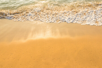 Beautiful beach and tropical sea. Sand and water vacation background.