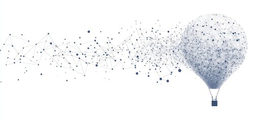 mash line and point air balloon on white background with an inscription. Balloon starry sky or space,