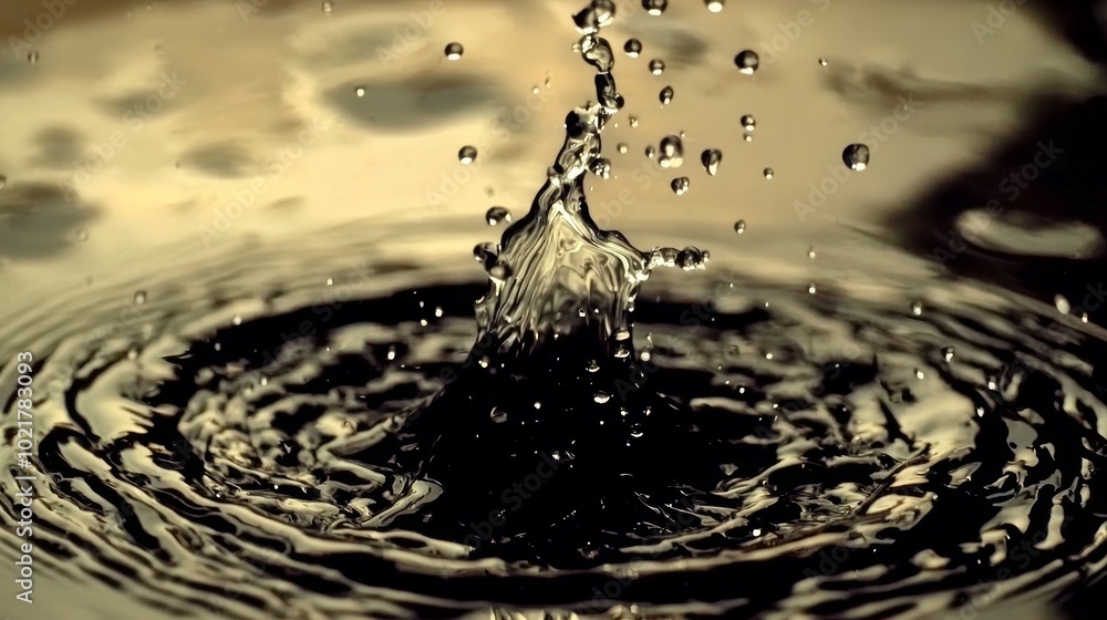 Poster slow motion water droplet splashing in air, abstract background for creative projects generative ai