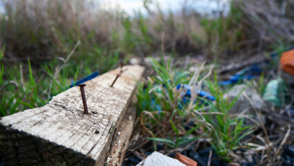 Garbage close-up, environmental pollution, environmental problems, saving nature, danger, plastic, cleaning, recycling, France, Europe