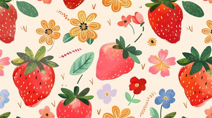 seamless pattern with strawberries