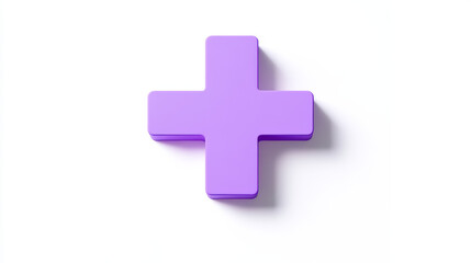 Obraz premium A simple, cartoon-style purple plus sign on a white background. It represents first aid and healthcare, and symbolizes emergency help.