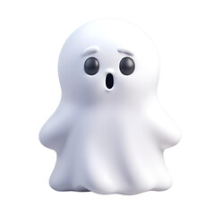 Boo! Cute 3D Ghost Emoji:  A friendly, cartoon-style ghost with wide eyes and a surprised expression, perfect for adding a touch of playful spookiness to your Halloween designs.  