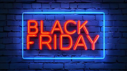Obraz premium Orange Neon 'BLACK FRIDAY' Sign on a Brick Wall