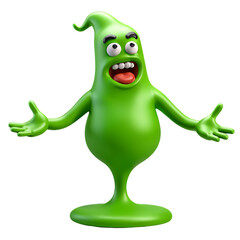 Green Gooey Monster: 3D Character with Googly Eyes, a Big Grin, and Open Arms. A Friendly, Playful, and Slightly Quirky Character. A Fun Illustration for Kids and Adults. 