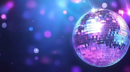 Obraz premium A glittering mirror ball disco light background for clubs and dance parties
