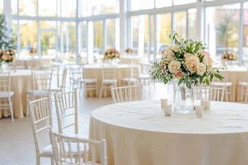 Decorates the table with fresh flowers, candles, light bulbs, garlands. Vintage style.