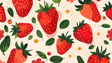 seamless pattern with strawberries