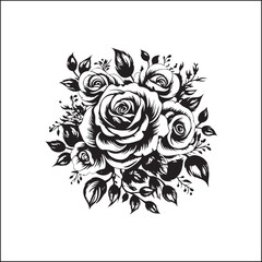 black and white roses,flower, floral, rose, vector, vintage, pattern, illustration, leaf, design, nature, decoration, flowers, plant, drawing, art, ornament, seamless, sketch, wedding, element, roses,