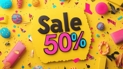 Bright Sale Announcement on Colorful Background