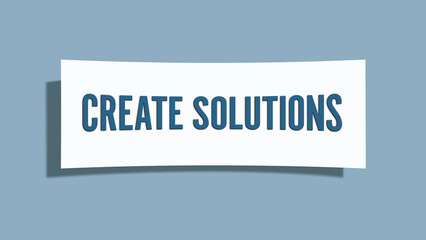 Create Solutions. A card isolated on blue background.