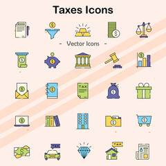 Icons related to taxes, payments, and financial obligations.