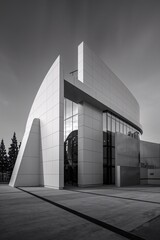 Modern Architectural Marvel: Black and White Photography of a sleek, contemporary building. Clean lines and geometric shapes create a stunning visual impact.