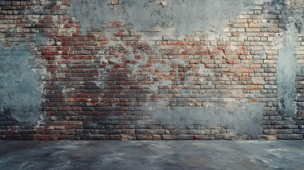 Obraz premium Grunge Brick Wall Background with Concrete Floor