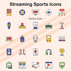 Icons related to live sports streaming and broadcasting.