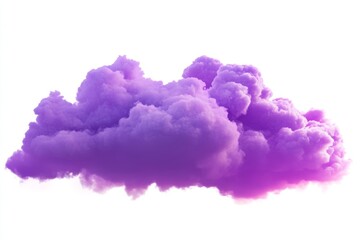 Fototapeta premium A fluffy purple cloud is suspended in a white space, creating an ethereal and dreamlike effect that draws attention