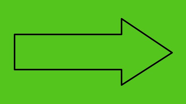 video animation arrow outline being drawn, on a green chroma key background