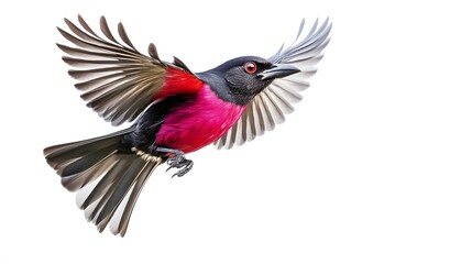Naklejka premium Purple-throated Fruitcrow Bird Vando on White Background, Photo Realistic, Wallpaper, Cover and Screen for Smartphone, PC, Laptop, 9:16 and 16:9 Format