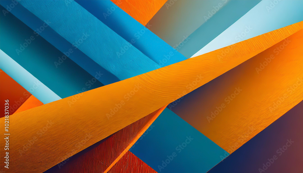 Poster abstract colorful paper patterns intertwine, creating a vibrant display of orange, blue, and teal to