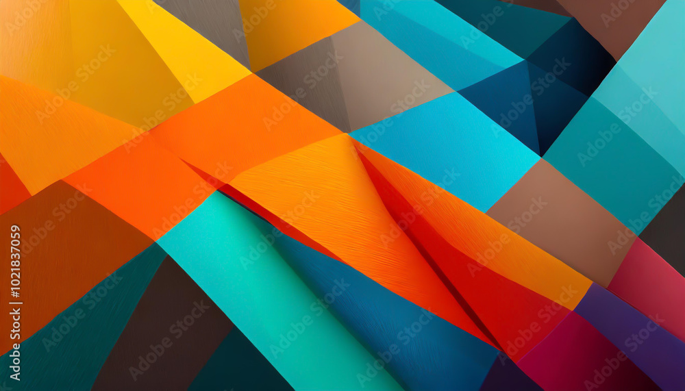 Poster vibrant abstract geometric shapes featuring bold colors and dynamic patterns in a stunning display o