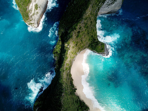 Drone picture of bali coastline