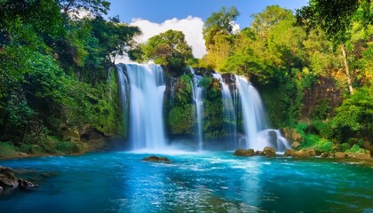 Waterfall in lush jungle