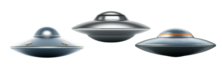 set of  alien ufos , UFO - Alien spaceship isolated on white background with clipping path, 