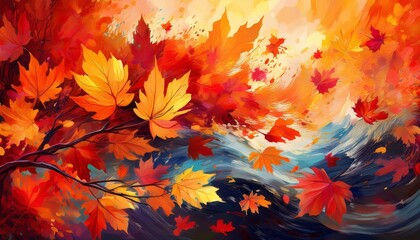 Autumn leaves in vibrant hues