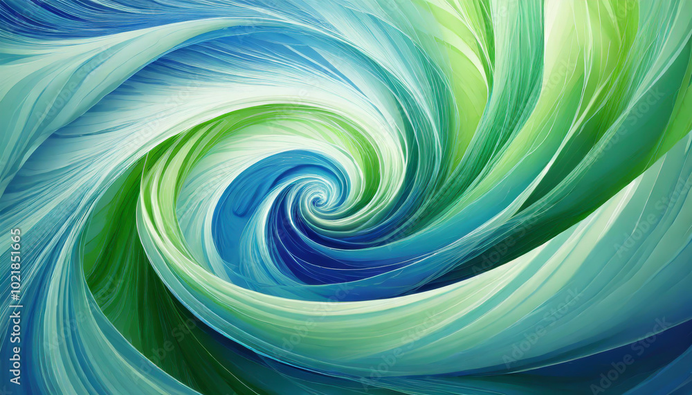 Poster swirling patterns of green and blue hues create a dynamic backdrop that evokes movement and energy i
