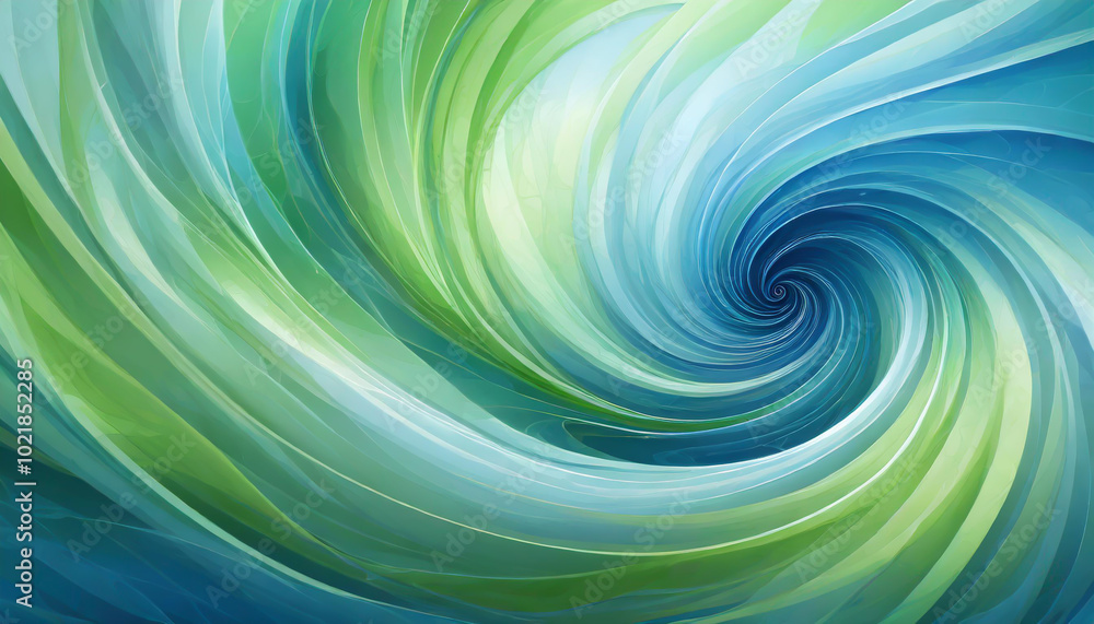 Poster swirling patterns of blue and green create a mesmerizing abstract design reminiscent of ocean curren