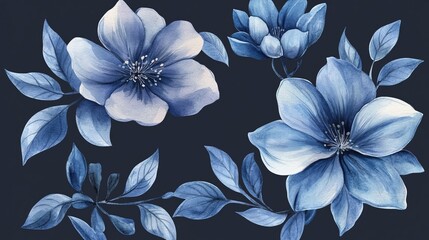 Fototapeta premium Flowers painted in the watercolor manner. lavish floral accents.