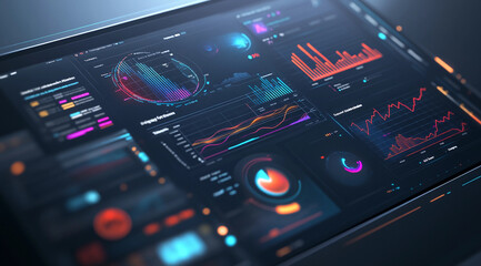 Obraz premium AI-Driven Data Analytics Automation: Big data Analytics, Business Insights, Sales, and KPI Dashboard, Data Analytics Abstract, Data Dashboard 