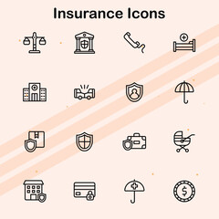 Icons representing insurance services and policies.